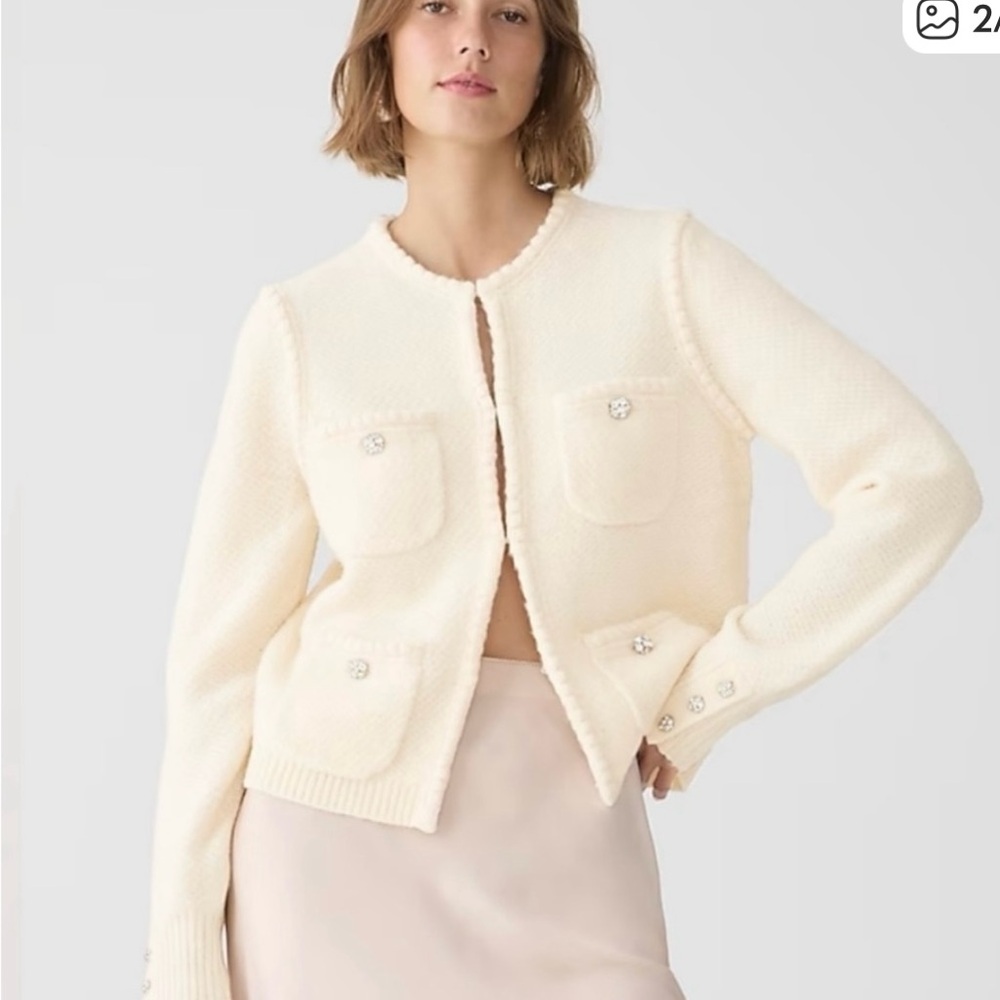 J. CREW ODETTE SWEATER LADY JACKET NWT Size Large Color:Heather Muslin